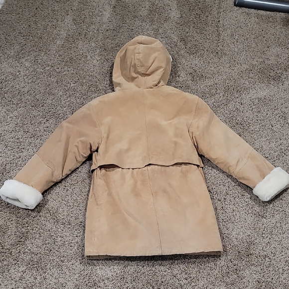 J PERCY for Marvin Richards Tan Leather Suede Hooded Zipper Coat Womans XS - Picture 6 of 7